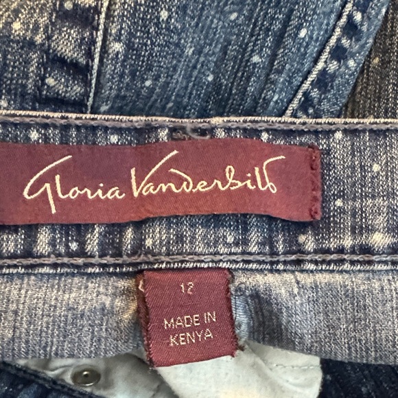 Super Cute Gloria Vanderbilt Blue Straight Leg Jeans Polka dots on Medium Wash - Picture 5 of 8